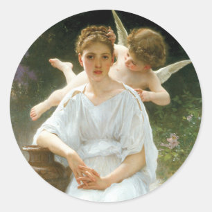Whisperings of Love, First Reverie by Bouguereau Classic Round Sticker
