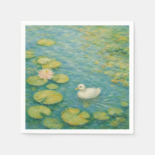 Whispers by the Lily Pond – Little White Duck Napkin