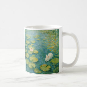 Whispers by the Lily Pond – White Rabbit Mug
