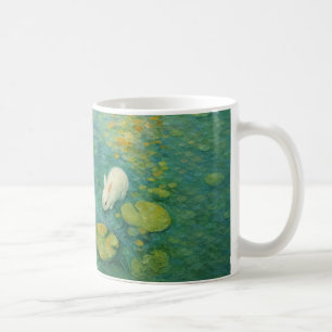 Whispers by the Lily Pond – White Rabbit Mug