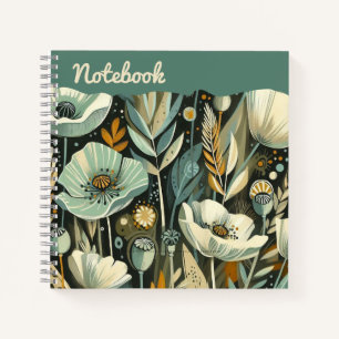  Whispers in Teal – Ethereal Poppies  Notebook
