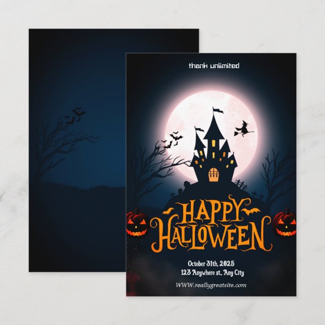 Whispers in the Dark Halloween  Invitation (Front/Back)