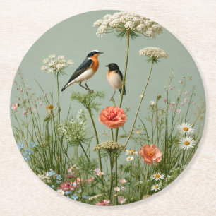 Whispers in the Meadow – Sage Green Paper Coaster