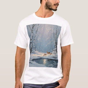 Whispers in the Snow – Winter Forest with Deer T-Shirt