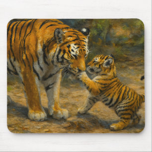Whispers in the Wild – Tiger and Cub in Forest Mouse Mat