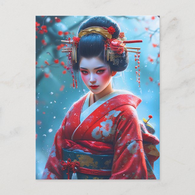 Whispers of a Crimson Maiko Postcard (Front)