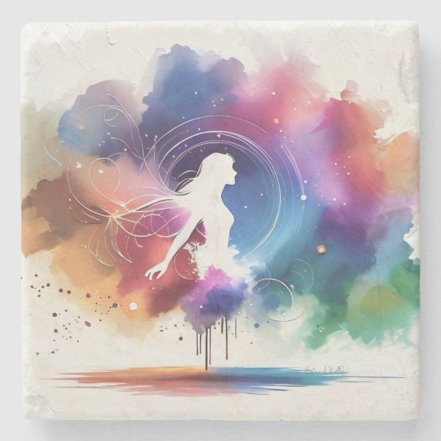 Whispers of a Rainbow Soul Stone Coaster (Front)