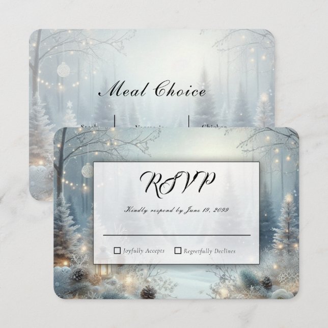 Whispers of a Winter Solstice Wedding RSVP Card (Front/Back)