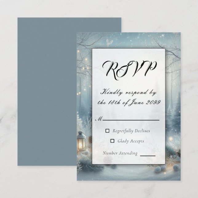 Whispers of a Winter Solstice Wedding RSVP Card (Front/Back)