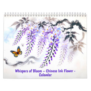 Whispers of Bloom Chinese Ink Flower Calendar 2027