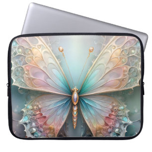 Whispers of Color: Pastel Fractal Butterfly Dream Laptop Sleeve