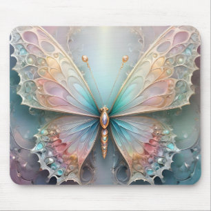 Whispers of Color: Pastel Fractal Butterfly Dream Mouse Mat