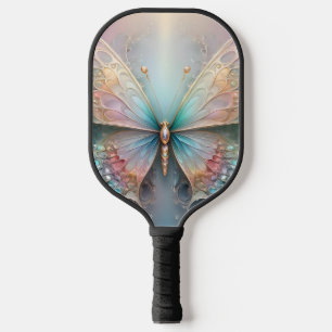 Whispers of Color: Pastel Fractal Butterfly Dream Pickleball Paddle