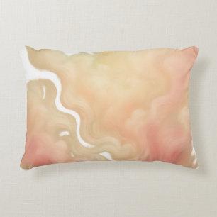 Whispers of Dawn Abstract Flow in Peach and Gold Decorative Cushion