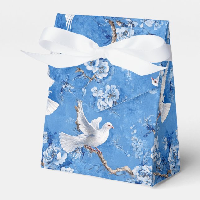 Whispers of Doves, Blue Botanical, Favour Box (Front Side)