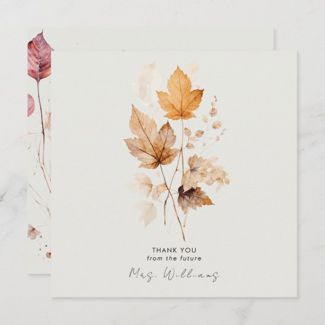 Whispers of Fall Bridal Shower Cream Thank You (Front/Back)