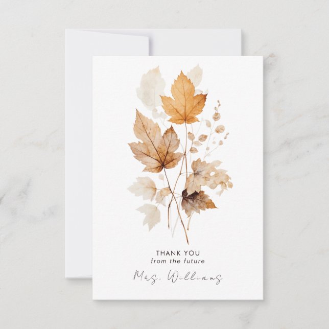Whispers of Fall Bridal Shower Thank You Card (Front)