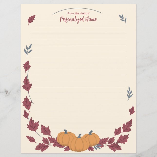 Whispers Of Fall Lined Paper Sheet (Front)