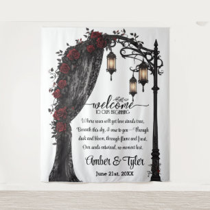 Whispers of Forever Romantic Welcome Backdrop Tapestry