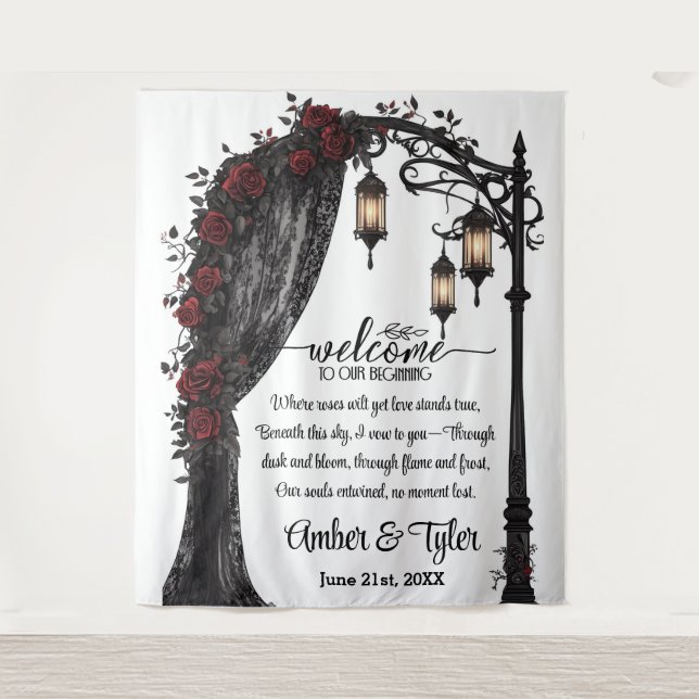 Whispers of Forever Romantic Welcome Backdrop Tapestry (Front)