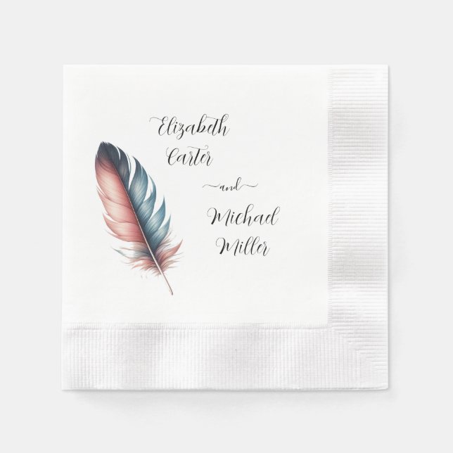 Whispers of Grace Feathered Elegance Minimalism Napkin (Front)