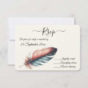 Whispers of Grace Feathered Elegance Minimalism RSVP Card