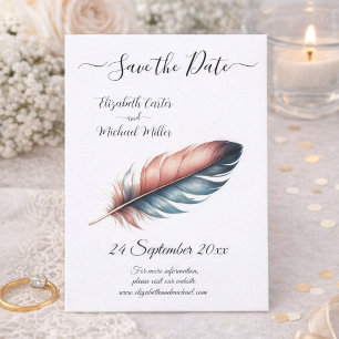 Whispers of Grace Feathered Elegance Minimalism Save The Date