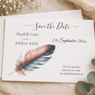 Whispers of Grace Feathered Elegance Minimalism Save The Date