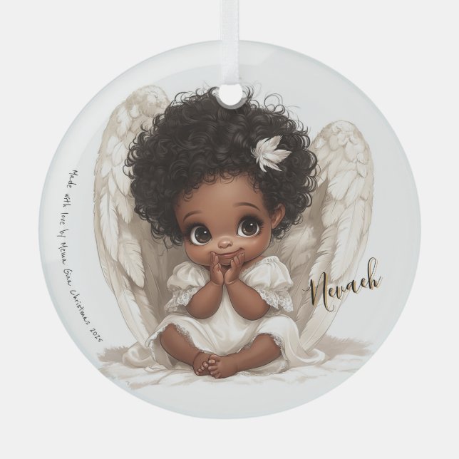 Whispers of Heaven: Angelic Innocence in Lace Glass Tree Decoration (Front)