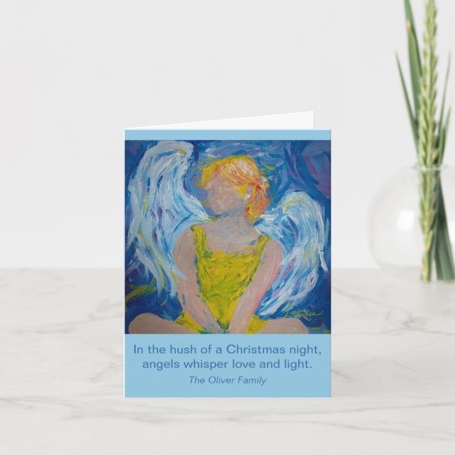 "Whispers of Love" Angel Holiday Folded Card (Front)