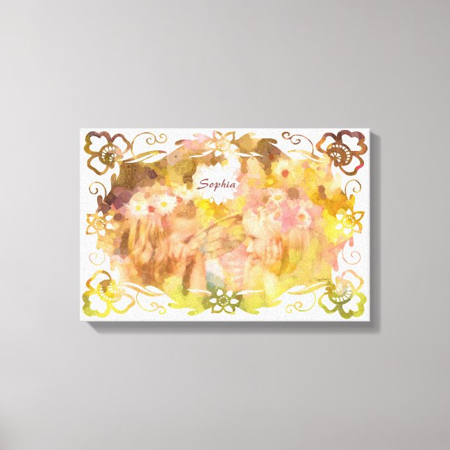 Whispers of Magic: Two Fairy Friends in a Garden Canvas Print (Front)