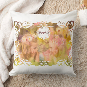 Whispers of Magic: Two Fairy Friends in a Garden Cushion