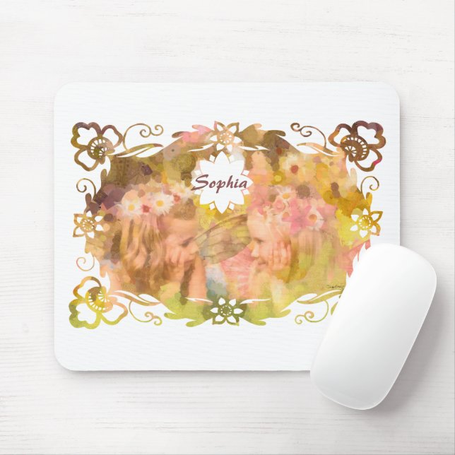 Whispers of Magic: Two Fairy Friends in a Garden Mouse Mat (With Mouse)