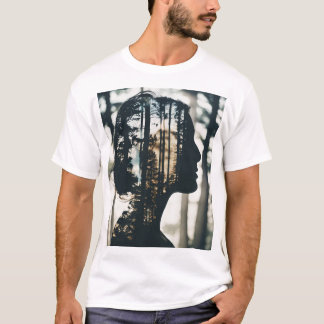Whispers of Nature: A Double Exposure Portrait of T-Shirt