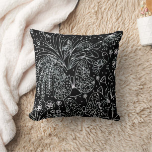 Whispers of Nature Botanical Line Art Square Cushion