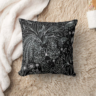 Whispers of Nature Botanical Line Art Square Cushion