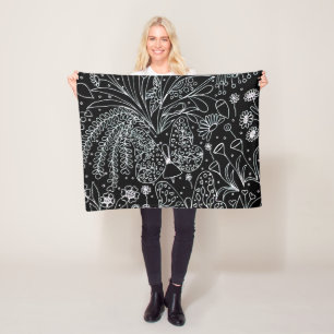 Whispers of Nature Botanical Line Art Square Fleece Blanket