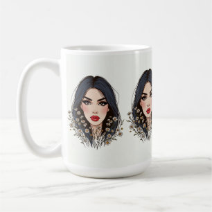 Whispers of Nature – Feminine Beauty in Bloom Coffee Mug