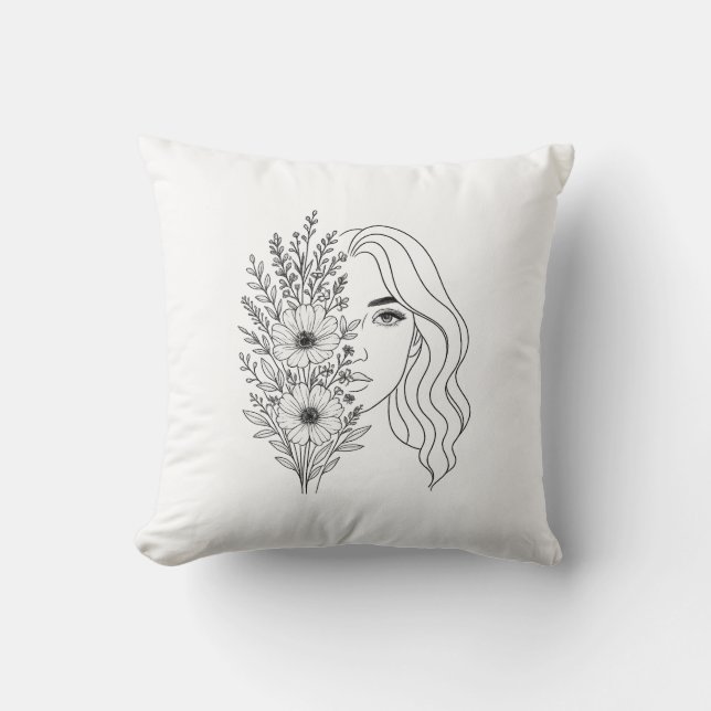 Whispers of Nature – Feminine Beauty in Bloom Cushion (Front)