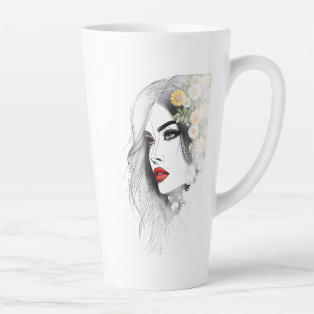 Whispers of Nature – Feminine Beauty in Bloom Latte Mug (Right)