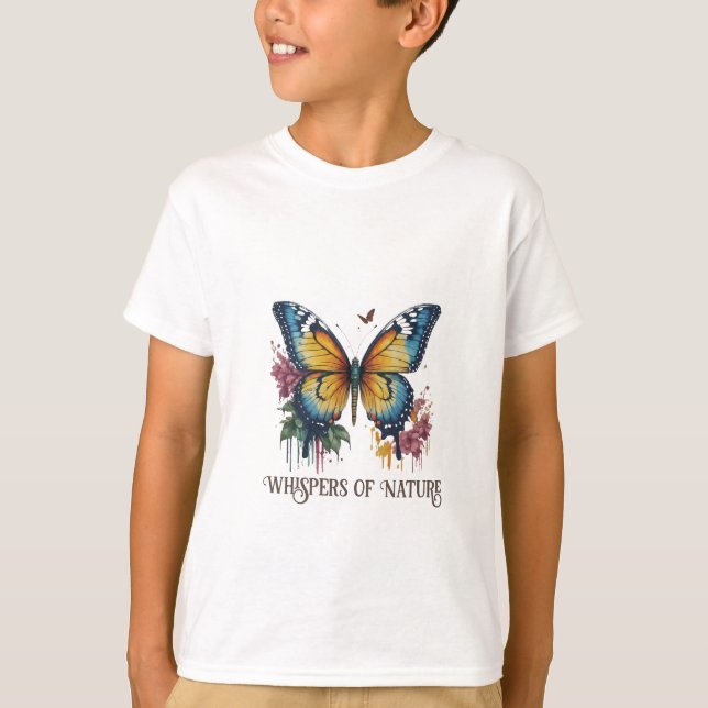 Whispers of Nature: Watercolor Butterflies T-Shirt (Front)