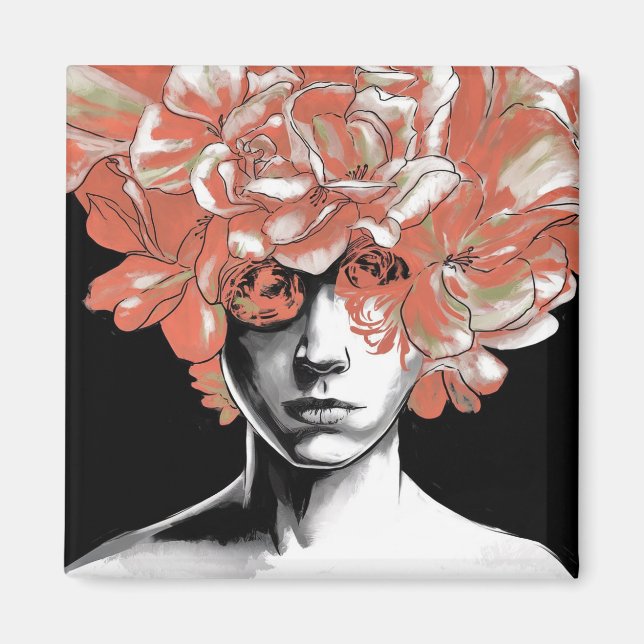 Whispers of Petals: A Dreamlike Tapestry Magnet (Front)