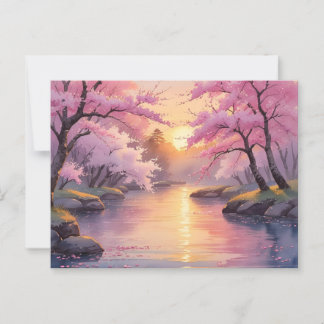 Whispers of Sakura at Sunset  Postcard