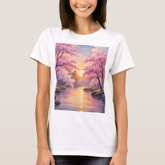 Whispers of Sakura at Sunset T-Shirt (Front)