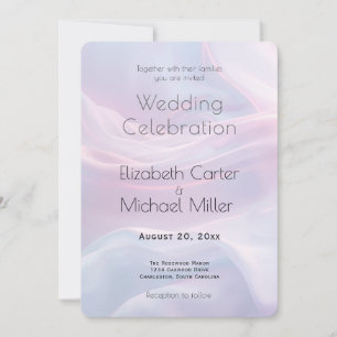 Whispers of Silk Dreamy Pastel Iridescent Wedding Invitation