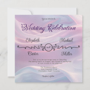 Whispers of Silk: Dreamy Pastel Waves Pink Blue Invitation