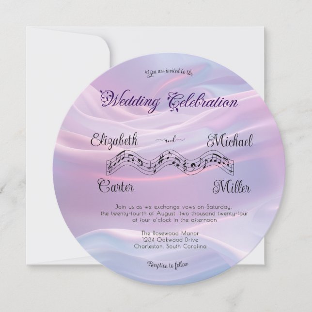 Whispers of Silk: Dreamy Pastel Waves Pink Blue  Invitation (Front)