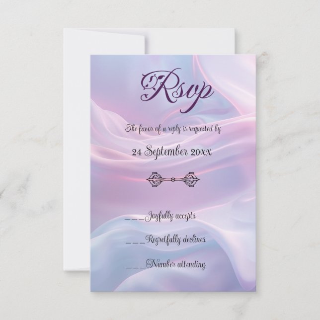 Whispers of Silk: Dreamy Pastel Waves Pink Blue  RSVP Card (Front)
