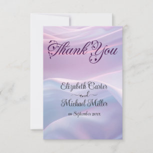 Whispers of Silk: Dreamy Pastel Waves Pink Blue  Thank You Card