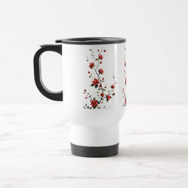Whispers of Spring Blossoms in Quiet Bloom Petals  Travel Mug (Left)